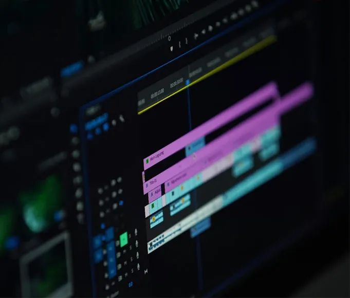 timeline-di-editing-video-su-software-professionale-con-tracce-audio-e-video-colorate-su-monitor-scuro